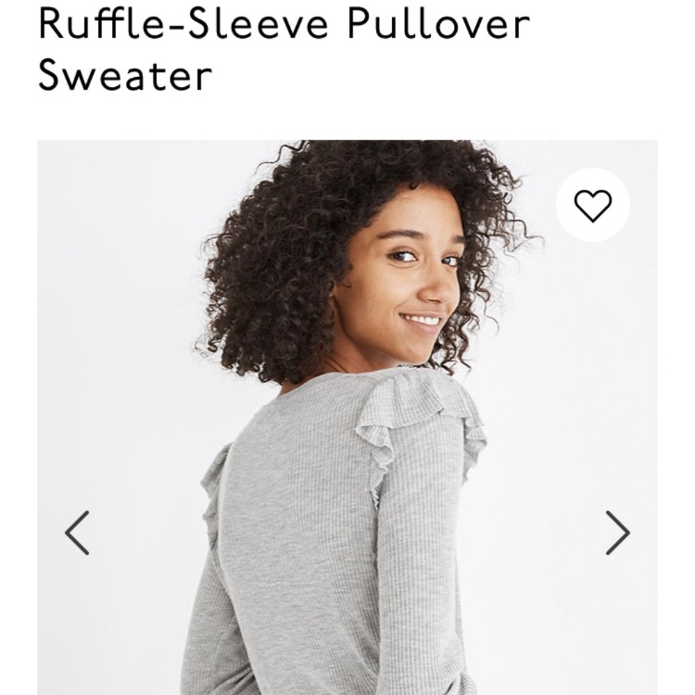 Madewell ruffle sleeve‎ pullover sweater